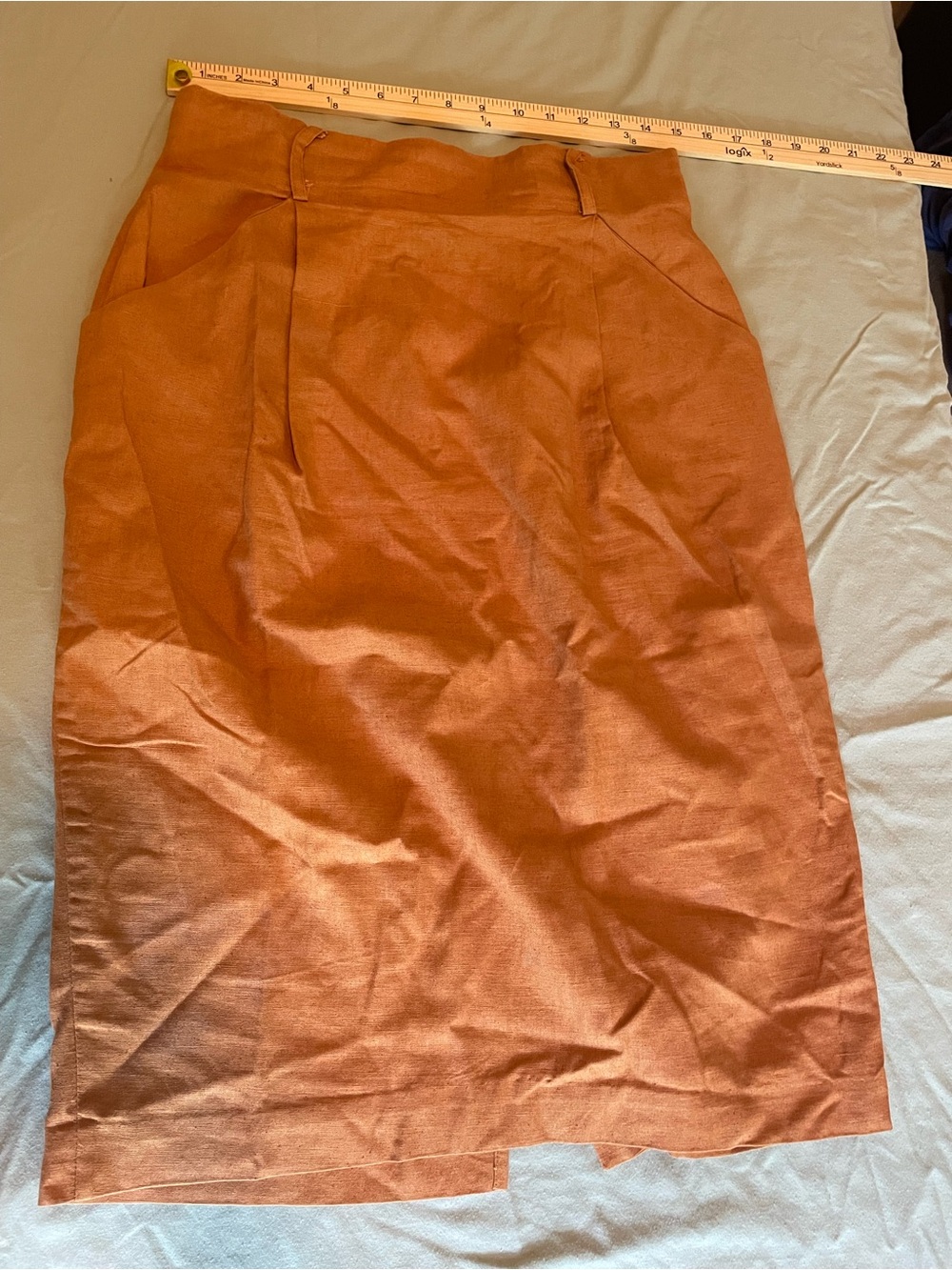 Classic Women's Rust Linen Pencil Skirt